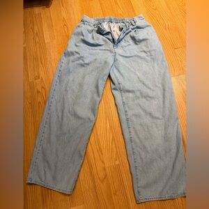 Uniqlo Light Blue Denim Jeans Stretch Waist Elastic Pleated